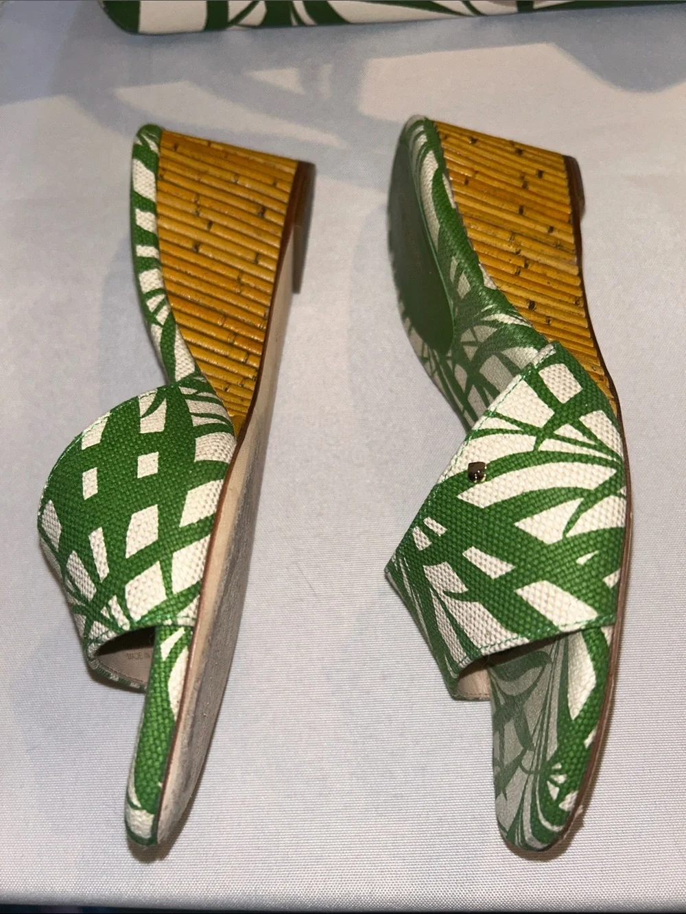 Kate Spade Palm Fronds SET Large Tote, Wedge Slides sz 7, & Apple Watch Band EUC